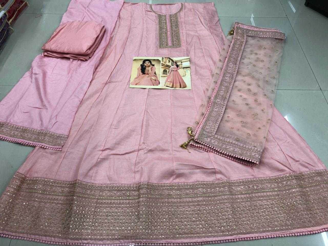 Silk Embroidery Gown With Dupatta - MYLUXURY LANE ENTERPRISE